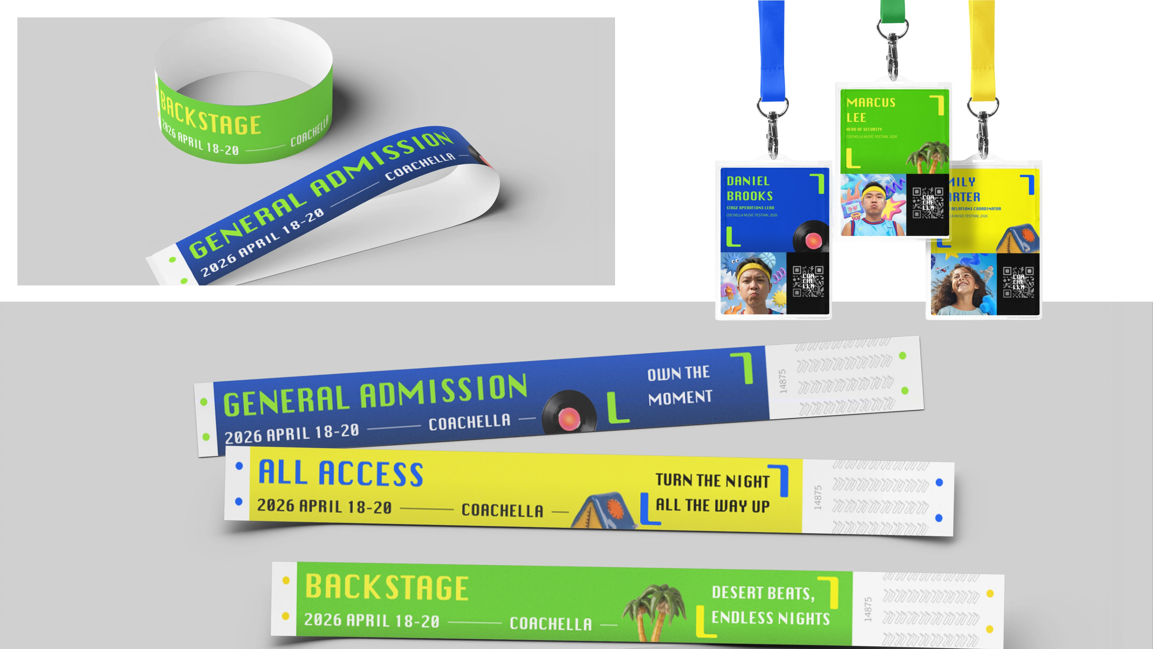 Coachella wristbands and festival access badges